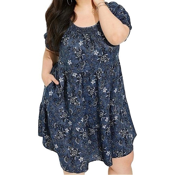 Torrid Blue Mini Dress with Stylish Design - Picture 2 of 10